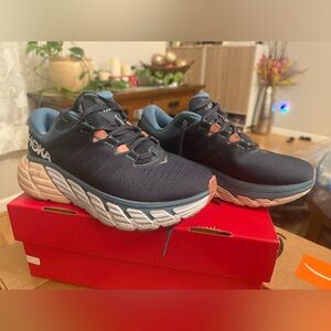 Hoka Athletic Shoes in Navy and Peach